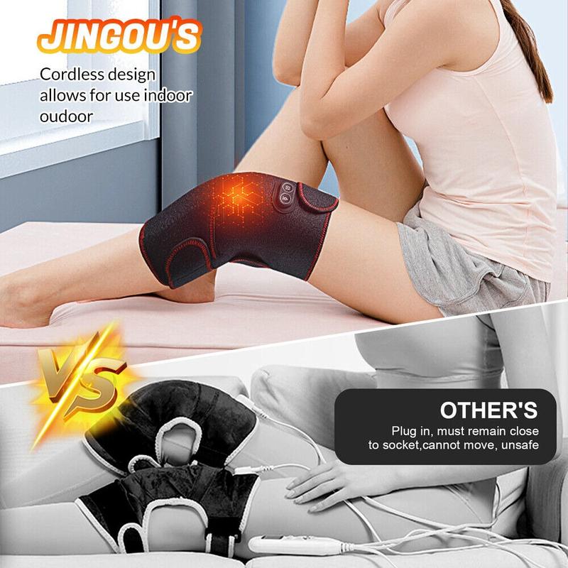 Heated Knee Brace Wrap, 3 Adjustable Heat and Vibration Knee Massager, Massaging Knee Pad