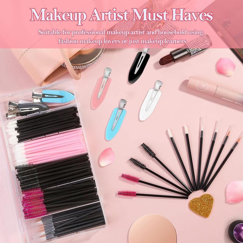 Mixed Styles Disposable Makeup Tool Set, 234pcs Makeup Tool Including Mascara Wands Eyebrow Brushes, Lip Brushes, Hair Clips, Fashion Makeup Tools for Women