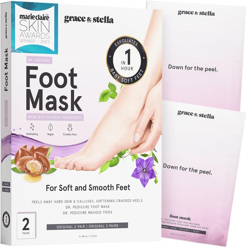 grace & stella dr. pedicure foot peeling mask - baby soft skin revealed - original, lavender, lemon and coconut scented