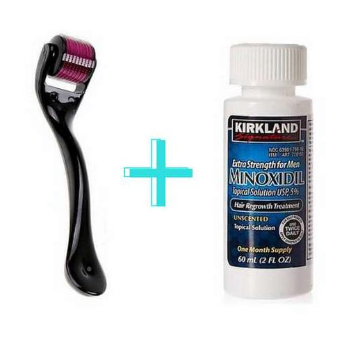 Kirkland Minoxidil with Derma Roller 0.5mm for Hair Regrowth and Health by Reluxi - Comfort, Haircare Pack