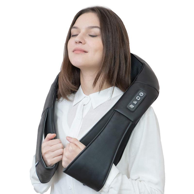 Shiatsu Neck Massager, Electric Neck and Back Massager with Heating, 3D Kneading Massage Pillow for Neck, Back, Shoulder, Muscle Pain Relief, Office and Home and Car Use, Suitable for Parents