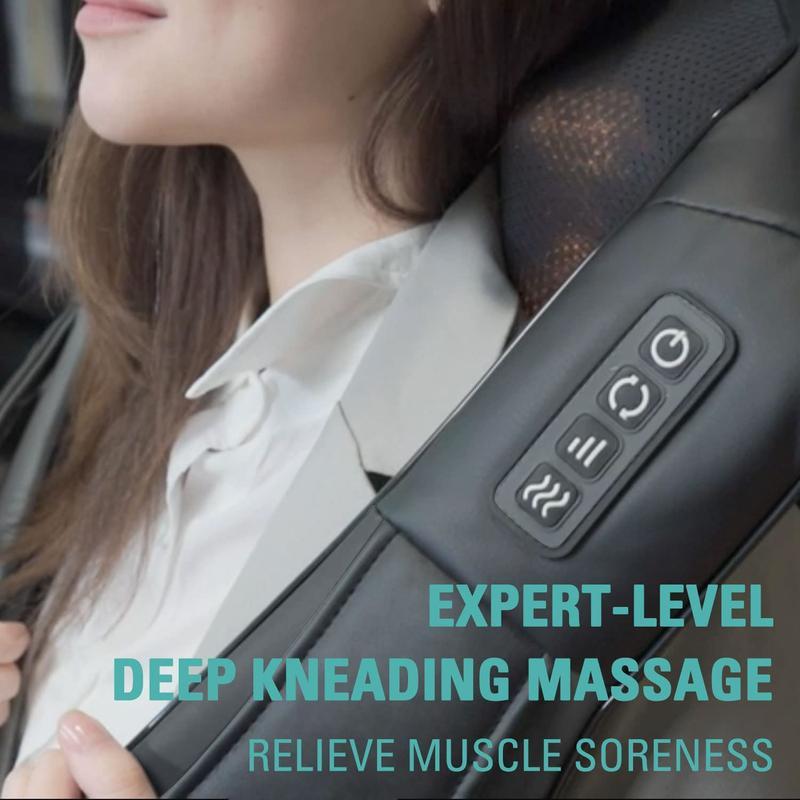 Shiatsu Neck Massager, Electric Neck and Back Massager with Heating, 3D Kneading Massage Pillow for Neck, Back, Shoulder, Muscle Pain Relief, Office and Home and Car Use, Suitable for Parents