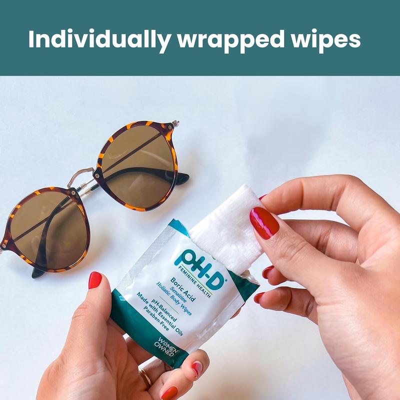 pH-D Feminine Health Boric Acid Wipes Holistic Body Wipes Travel Friendly 20 count - Sensitive - Comfort