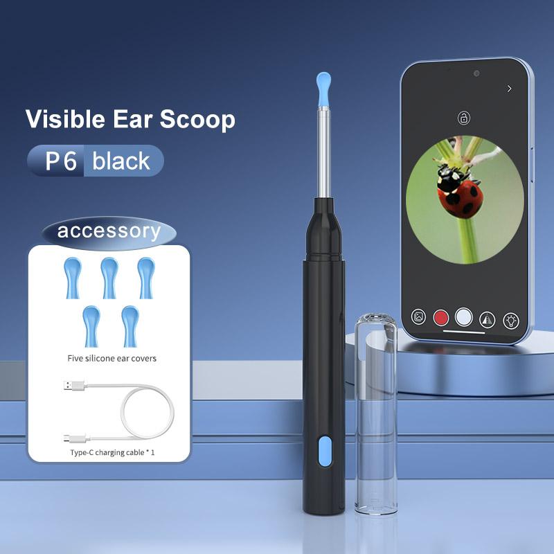 Ear Wax Removal Camera, Ear Cleaner 1296P HD Camera, Ear Cleaning Kit with 8pcs Ear Set, Wireless WiFi Otoscope with 6 Lights, Rechargeable Earwax Removal Tool Kit for Adult & Kid