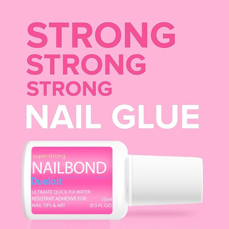 Nail Polish Glue with Nail File, 2 Boxes Quick Drying Strong Hold Nail Art Glue, Professional Nail Art & Nail Polish for Women & Girls