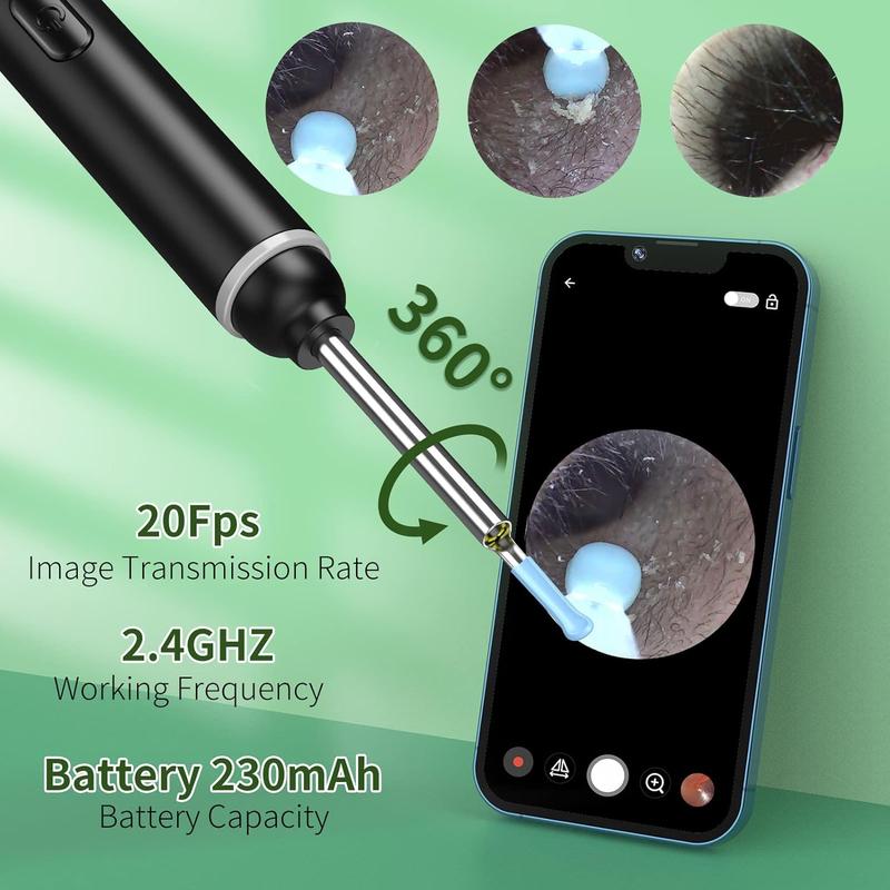 VITCOCO Ear Wax Removal Kit Ear Camera 1920P HD Ear Wax Removal Tool Ear Cleaner Otoscope with 6 LED Lights, 3mm Visual Ear Scope for iPhone iPad Android