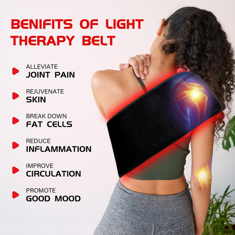 Upgraded 3-in-1 Infrared Light Therapy Belt for Body Pain Relief: 660nm & 850nm LED Beads for Shoulder and Waist with Timer Function