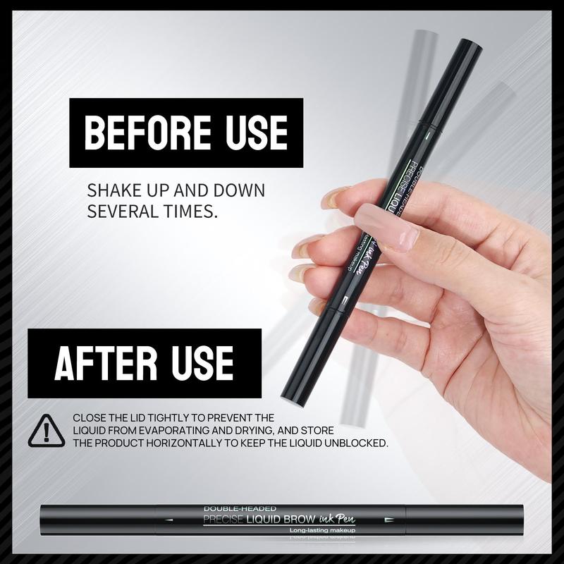 Hair-like Eyebrow Pen, 2-in-1 Waterproof Brow Pen with 2 Tip, with Dual-ended Eyebrow Brush, Cosmetic Makeup