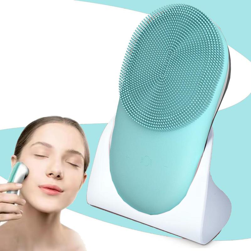 2 in 1 Facial Cleansing Brush, Waterproof Sonic Vibration Brush, Deep Cleansing, Gentle Exfoliation, Facial Massage Tool for Home, Travel, Men, Women