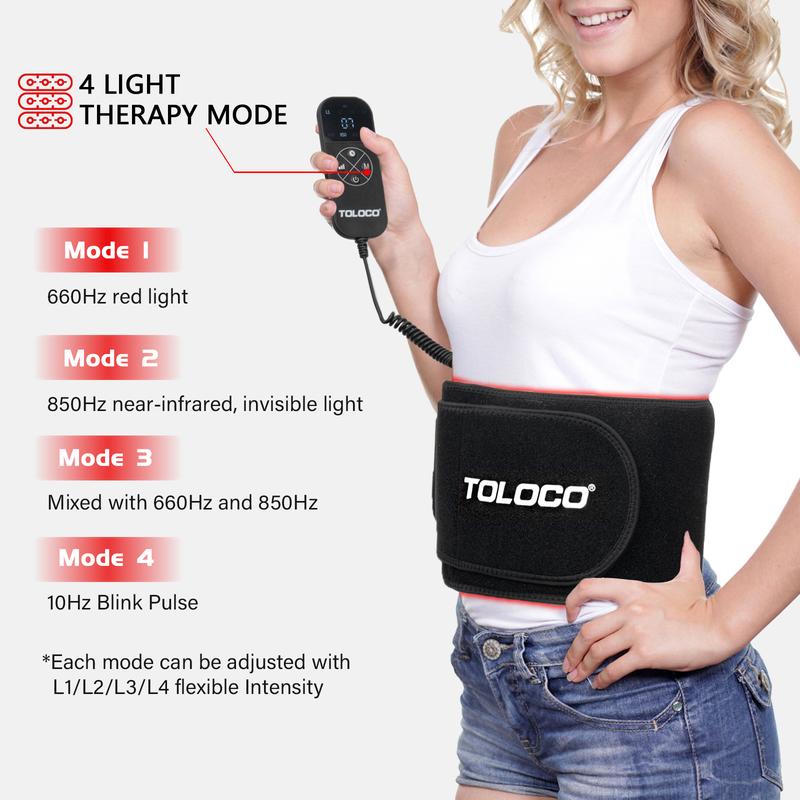 Upgraded 3-in-1 Infrared Light Therapy Belt for Body Pain Relief: 660nm & 850nm LED Beads for Shoulder and Waist with Timer Function