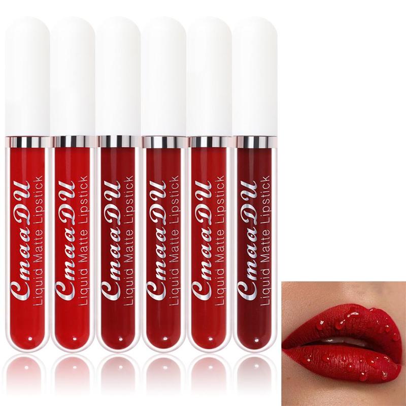 Long-lasting Lip Gloss Set, 6 Counts set Moisturizing Matte Lipstick for Christmas Gift, Waterproof Non-stick Cup Lipstick, Ideal for Parties and Gifts