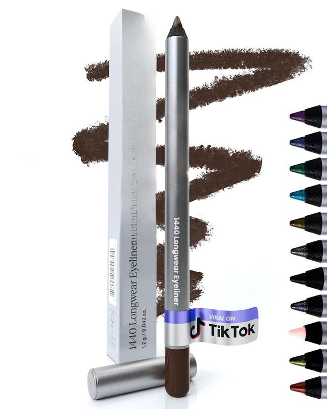 1440 Longwear Brown Eyeliner Pencil - , Sharpenable Eyeliner Pencil and Smudge Proof Brown Eye Liner Pencils (Kalamata)