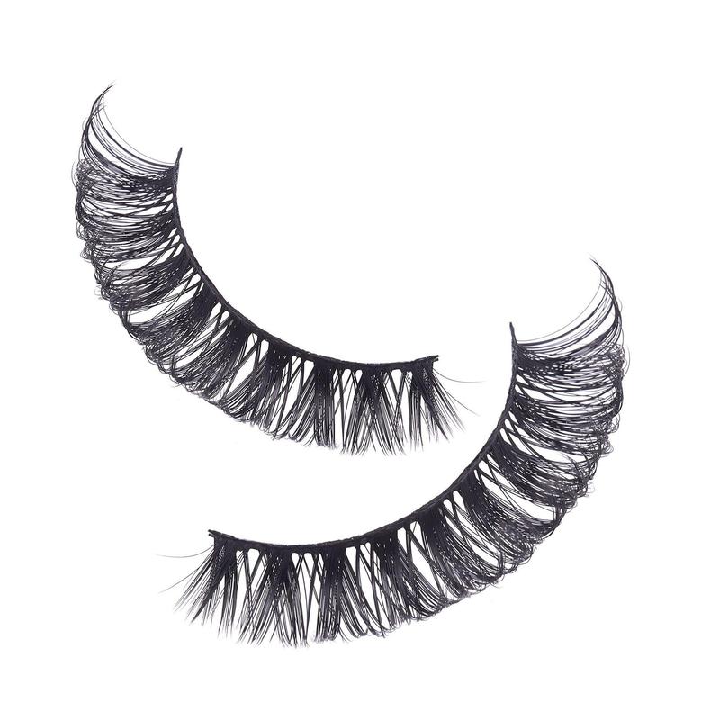 Thick False Eyelashes, 10 Pairs Long & Fluffy D Curl False Lashes, Wispy Cat Eye Look Faux Cluster Lashes, Natural Curling Eye Makeup Strip Lashes