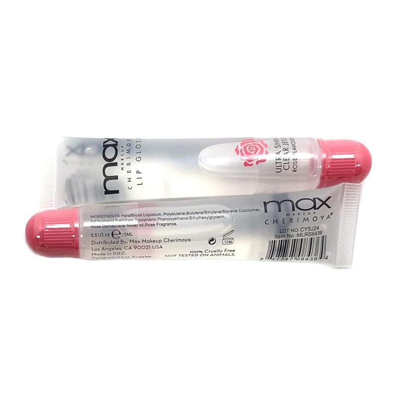 Max Ultra Shine Clear Jelly Lip Gloss Rose Flavoured Glossy Lipstick