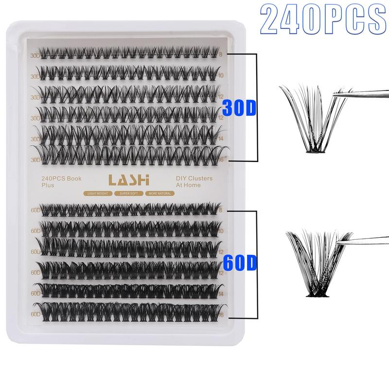 Natural Look Eyelash Extensions, 240pcs 30D 60D Individual False Eyelashes, Self Grafting Curl Eyelashes, Eye Makeup False Eyelashes for Women & Girls