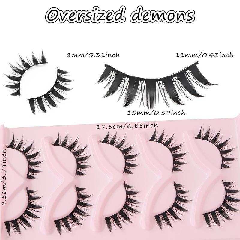 Natural Look Eyelash Extensions, 5 Pairs Fluffy Curling False Eyelashes, Eye Makeup Enhancement False Eyelashes for Women & Girls