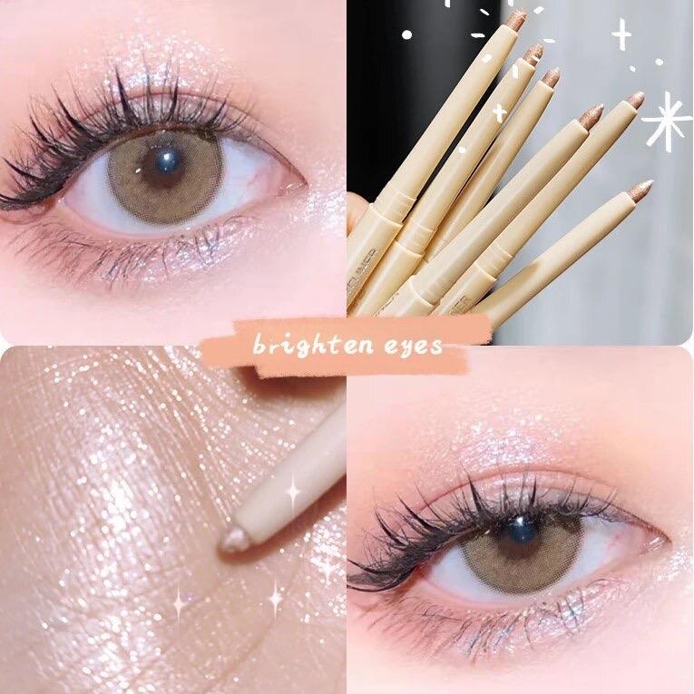 Glitter Eyeshadow Pen Pearlescent Matte Diamond Eyeliner Pen Waterproof Highlight Brighten Silkworm Makeup Pencil Shiny Eyelids Lipliner Silky Smooth Cosmetic Shimmer