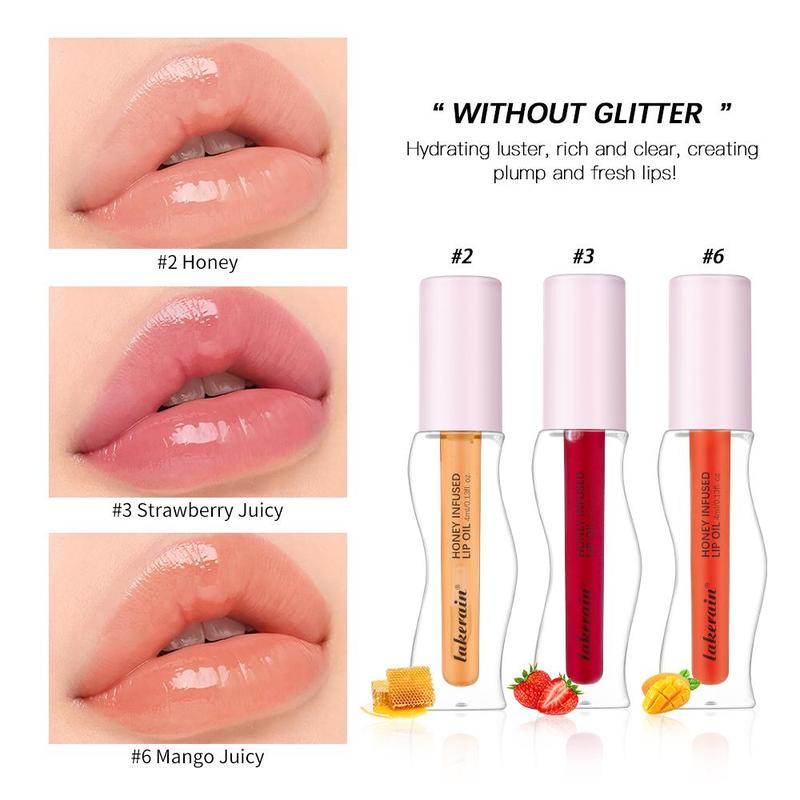 Moisturizing Lip Oil, 6 Counts set Long Lasting Honey Lip Gloss, Hydrating Lip Gloss, Glossy Lip Care, Plumping Lip Oil for Girls & Women