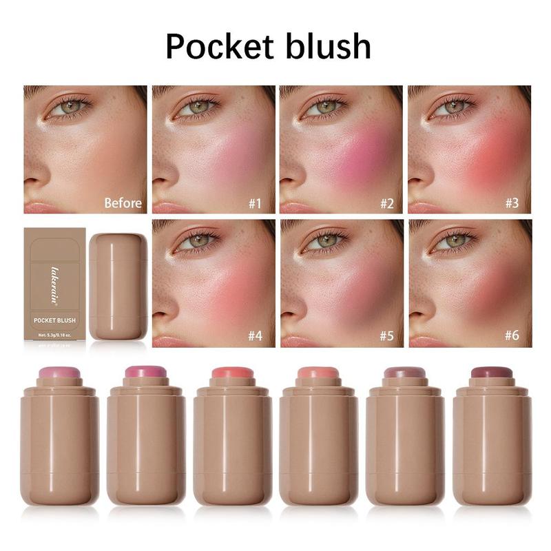 Long Lasting Blush Stick, 6 Counts Waterproof Blusher for Christmas Gift, Natural Look Blush for Daily Makeup, Lightweight Blush Suitable for Women & Girls