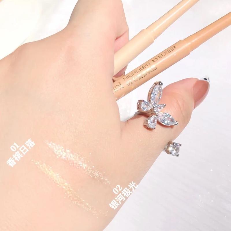 Glitter Eyeshadow Pen Pearlescent Matte Diamond Eyeliner Pen Waterproof Highlight Brighten Silkworm Makeup Pencil Shiny Eyelids Lipliner Silky Smooth Cosmetic Shimmer