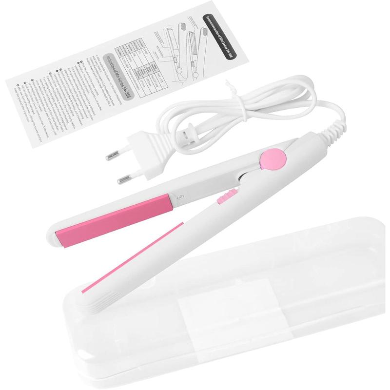 2 in 1 Mini Hair Straightener, US Plug, Ceramic Tourmaline Plate, Beauty Flat Iron Heating Curler Small Lightweight Portable Mini Flat Iron Curler for Home (White)Thanksgiving Gifts Christmas Gifts