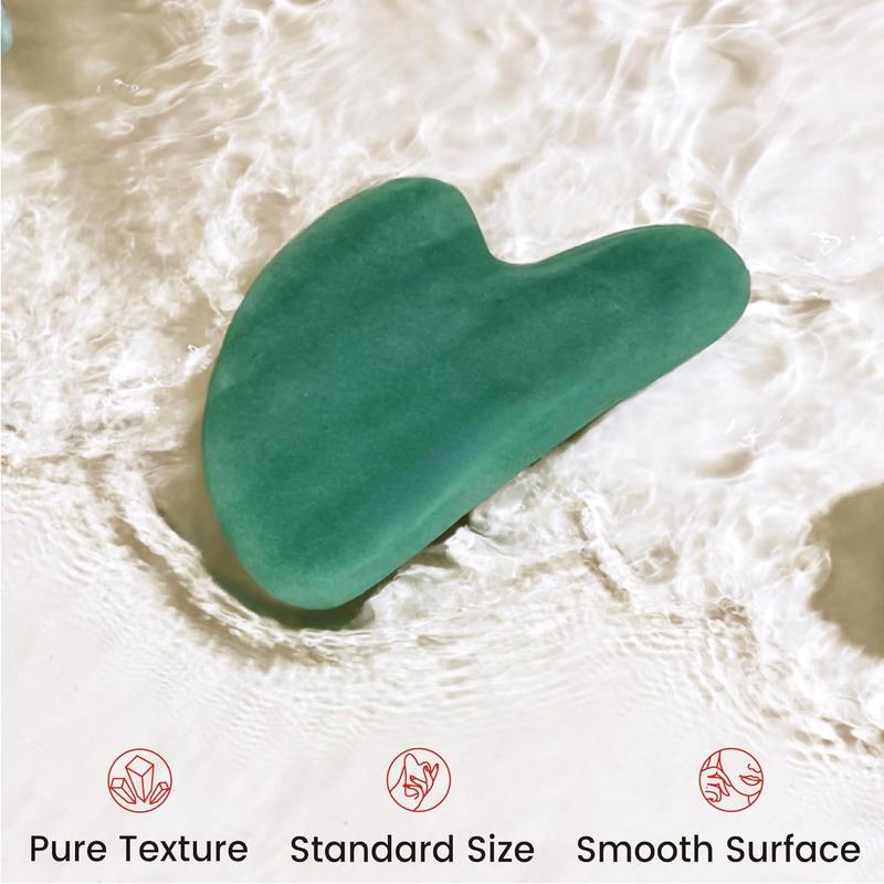 Gua Sha Facial Tools, Natural Jade Stone Guasha, Manual Massage Sticks for Jawline Sculpting and Puffiness Reducing, Scraping Massage Tool, Skin-Care Tool (Green)