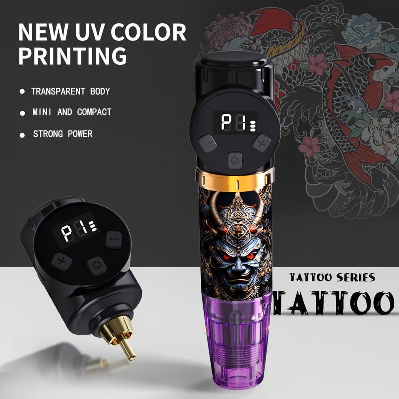 Needle Bee Wireless Tattoo Gun Kit, UV Cool Pattern Machine, Rotating Tattoo Pen Kit, Multi Functional 1500mAh Battery, Digital Screen Display, 20 Needles, 7 Inks, Complete Tattoo Gun Kit For Beginners And Tattoo Artists, Gift Cordless Machine