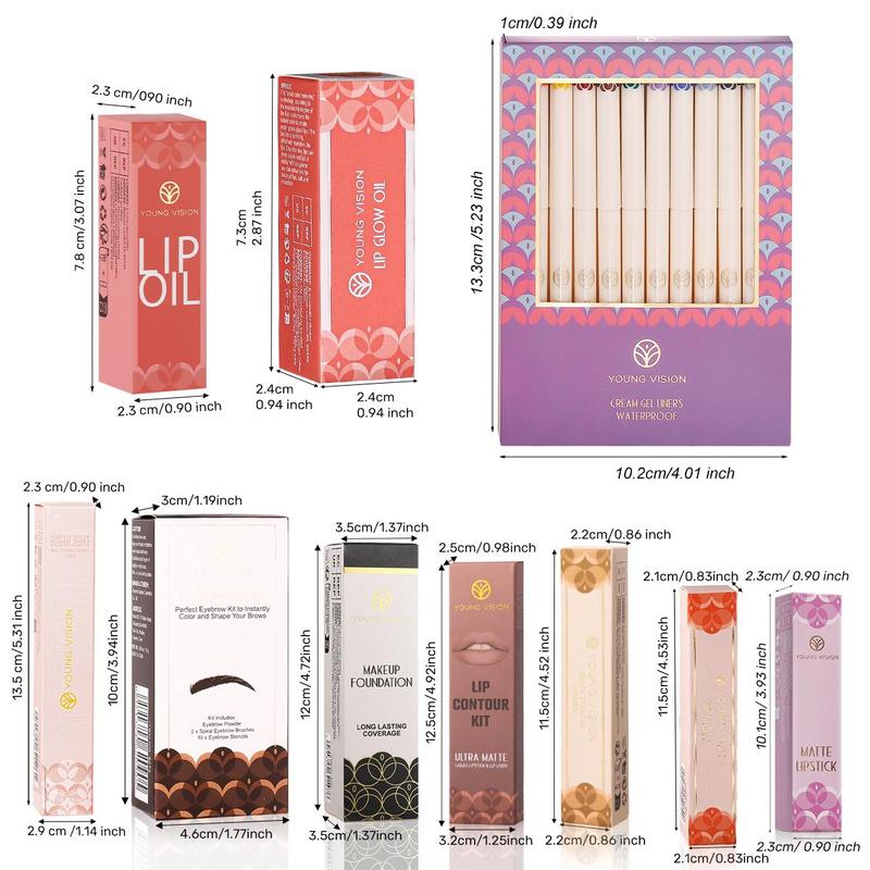 Makeup Set, 12pcs set Long Lasting Lipstick & Lip Liner & Eyeliner & Mascara & Eyeshadow & Concealer & Foundation & Makeup Remover, Cosmetic Product for Women