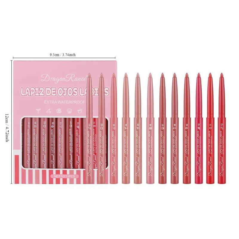 Long Lasting Lip Liner Pencil Set, 12pcs Matte Lip Liner, Easy Coloring Lip Liner, Moisturizing Lip Liner, Lip Makeup for Women & Girls, Lighter Lipstick, Christmas, Christmas Gift