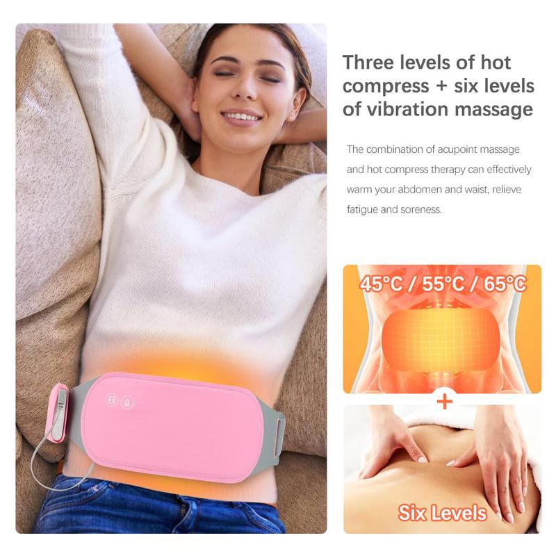 3-level Temperature Adjustment Hot Massage Belt, Rechargeable Cordless Vibrating Heat Massager, Women's Personal Care Appliances, Gift for Christmas, Fall, Winter Gift, Comfort Gift