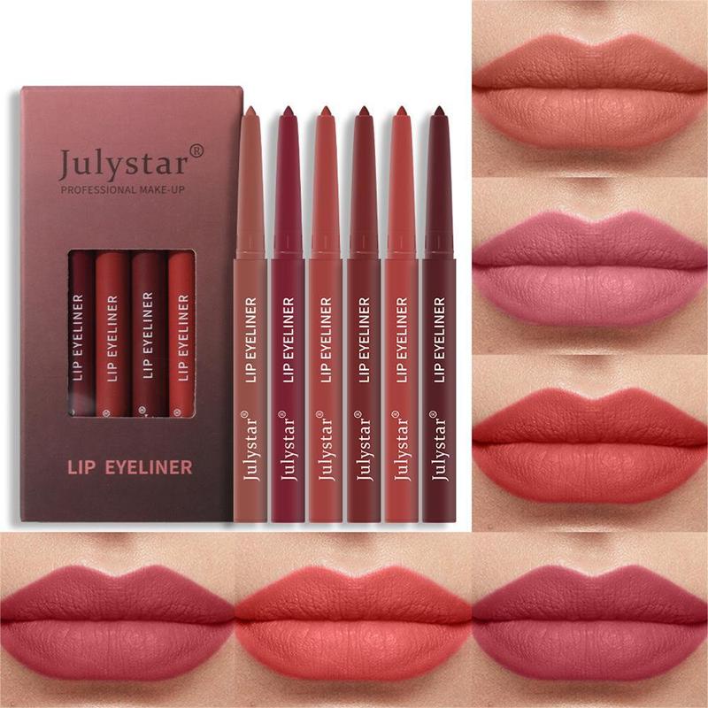 Long Lasting Lip Liners, 6pcs set Waterproof Lip Liners, Easy Coloring Lip Liner Pens, Moisturizing Matt Finish Lip Liners