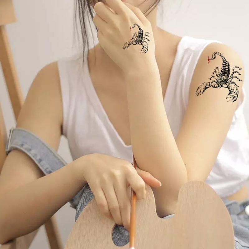 Scorpion Pattern Temporary Tattoo, Realistic Look Tattoo Sticker For Women And Girls