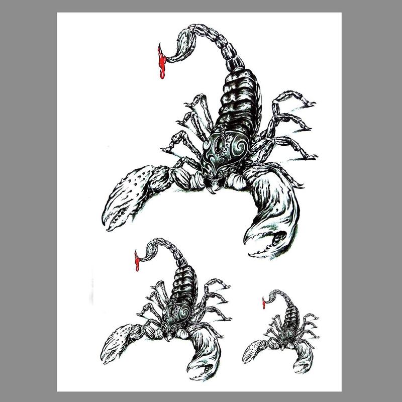 Scorpion Pattern Temporary Tattoo, Realistic Look Tattoo Sticker For Women And Girls