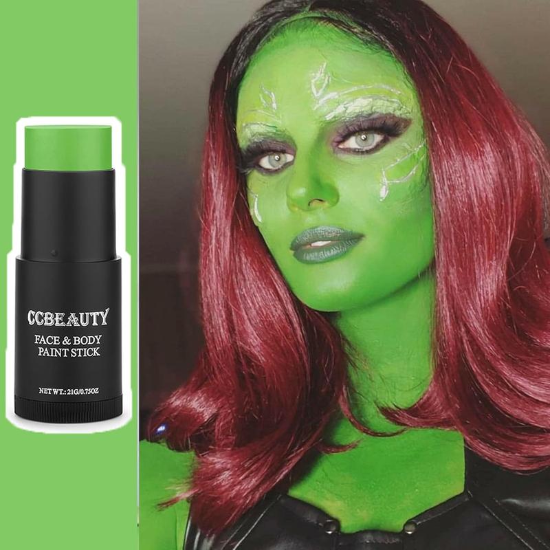 Light Green Face Body Paint Stick, Lime Green Eye Black for Sports, St. Patrick's Day Foundation, Goblin Hulk Shrek Hunting Camo Witch Makeup for Halloween Cosplay Costume Parties