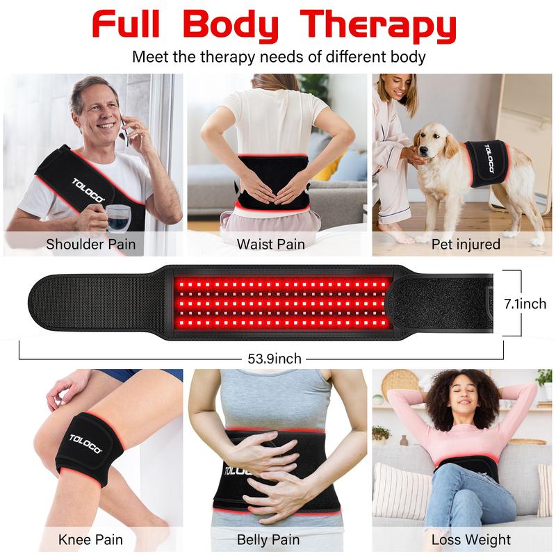 Upgraded 3-in-1 Infrared Light Therapy Belt for Body Pain Relief: 660nm & 850nm LED Beads for Shoulder and Waist with Timer Function