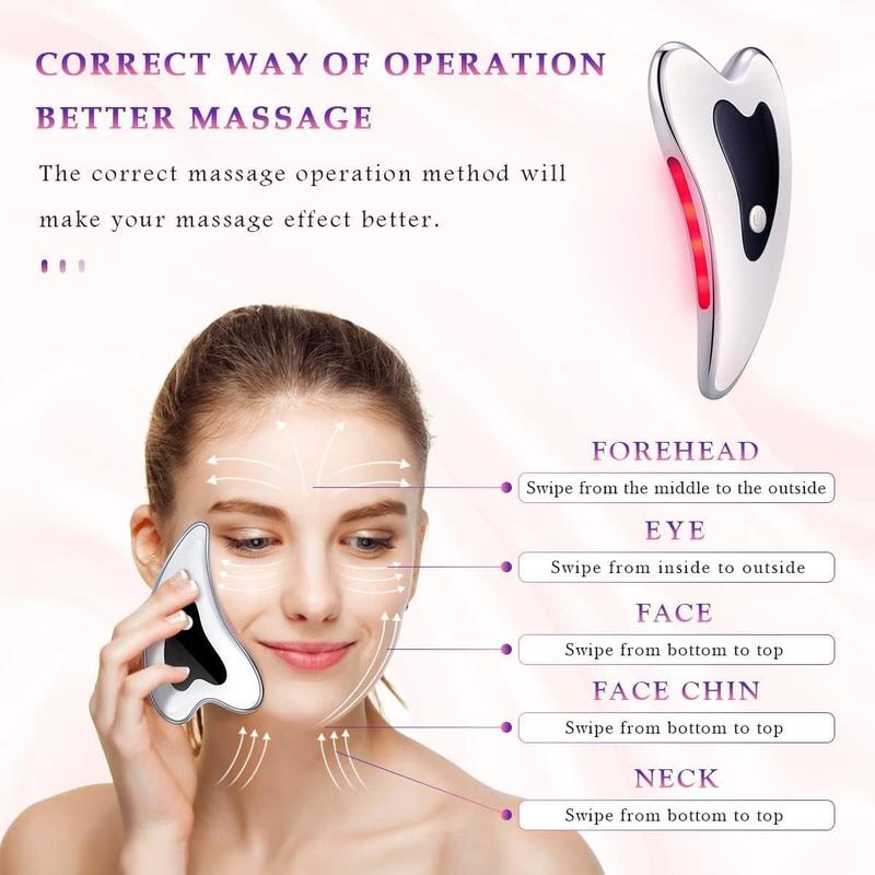 Heart Shaped Face Massage Machine, 1 Box Electric Facial Scraper, Professional Face Scraping Massage Tool, Skin Care Tool for Women & Men