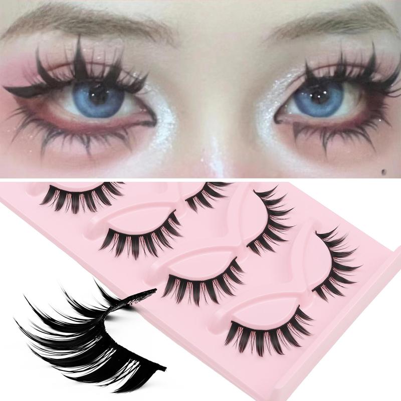 Natural Look Eyelash Extensions, 5 Pairs Fluffy Curling False Eyelashes, Eye Makeup Enhancement False Eyelashes for Women & Girls