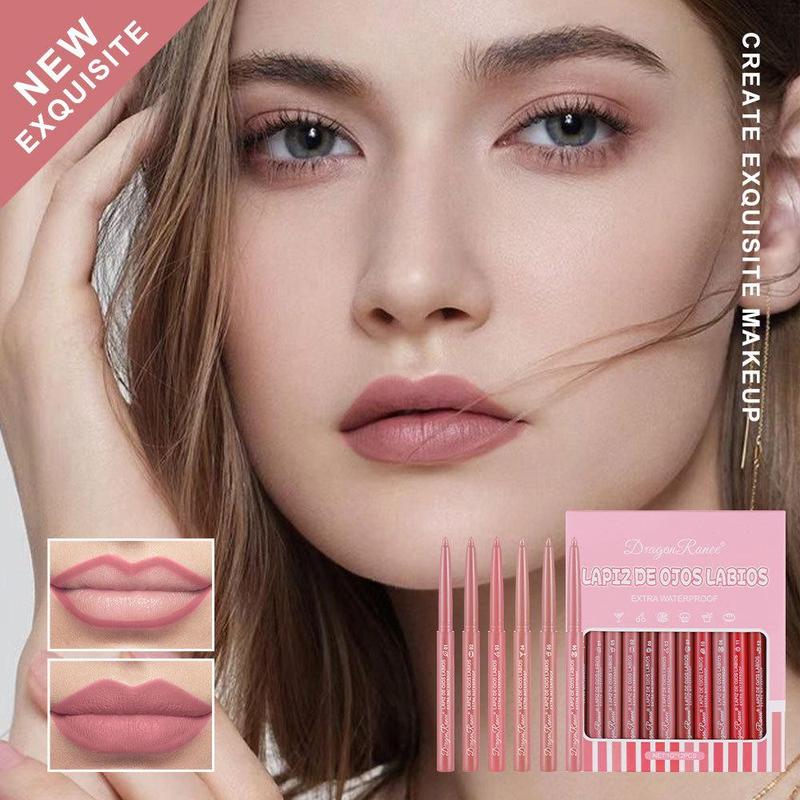 Long Lasting Lip Liner Pencil Set, 12pcs Matte Lip Liner, Easy Coloring Lip Liner, Moisturizing Lip Liner, Lip Makeup for Women & Girls, Lighter Lipstick, Christmas, Christmas Gift