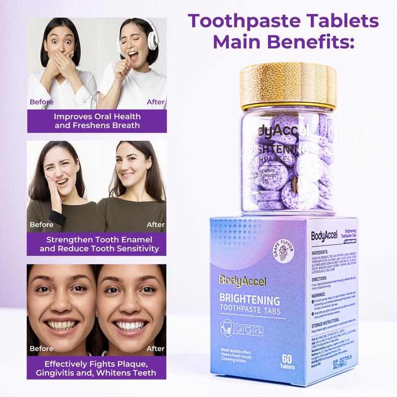 BodyAccel Toothpaste Tablets – Eco-Friendly & Travel-Ready, 60 Tablets for Complete Oral Health