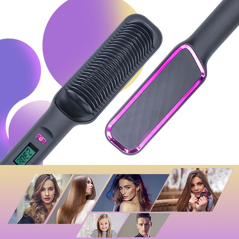 2-in-1 Hair Straightener And Curler, Ionic Flat Iron, Fast Heating, Adjustable Temperature, Wet And Dry Use, Anti-Scald Comb Design, LCD Screen, Perfect Gifts For Women