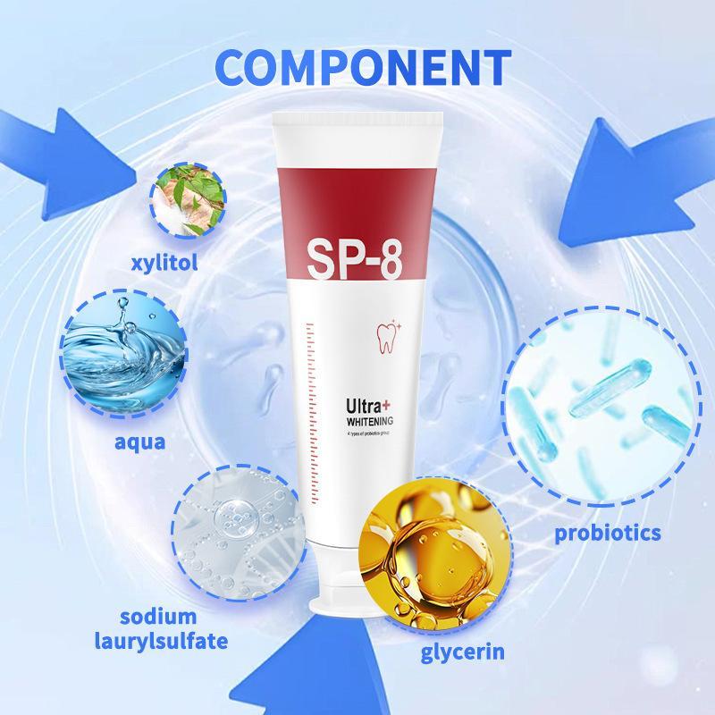 SP-8 Triple Whitening Probiotic Whitening Toothpaste, Free of Fluoride, Hydroxyapatite, Anti plaque, Oral Health Management,sp-8,sp-6,sp8,sp6