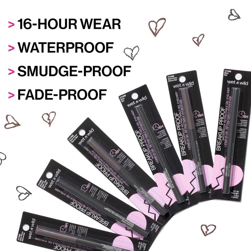 wet n wild Mega Last Breakup Proof Retractable Eyeliner, Waterproof, Ultra-Fine Tip, 16-Hour Long Wear, Cruelty-Free & Vegan