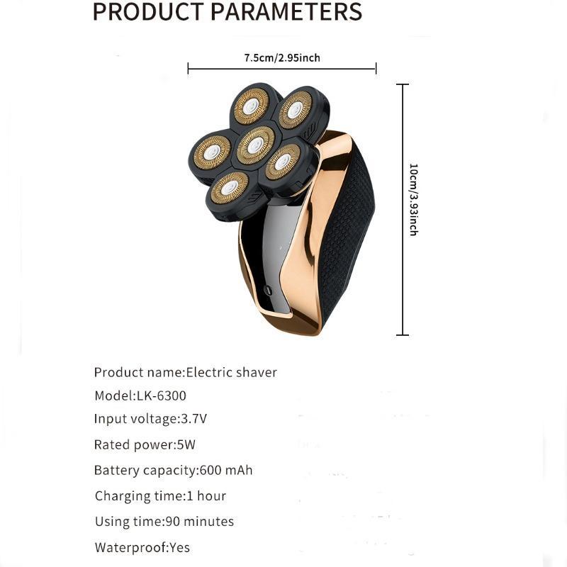 Electric Razor, 1 Set Waterproof Electric Shaver, Wet & Dry LED Display Rechargeable 6D Rotary Shaver Grooming Kit with Type-C Charge