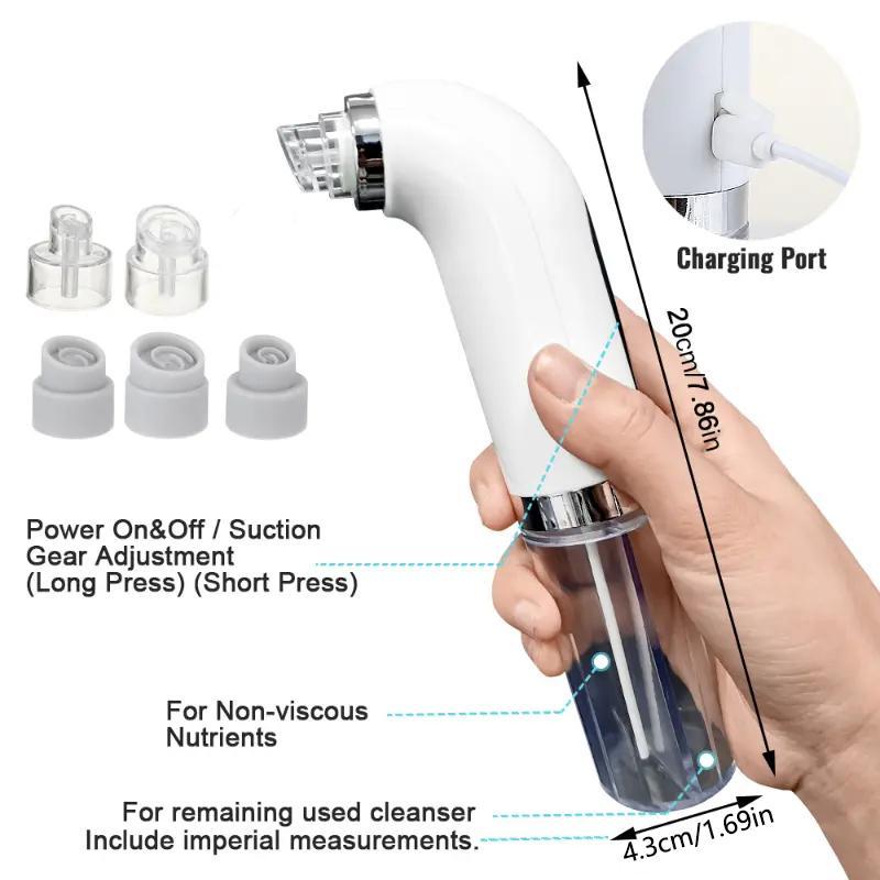 USB Rechargeable Blackhead Extractor, 1 Set Long-lasting Portable Vacuum Pore Cleansing Machine, Easy Cleaning Facial Tool for Reduces Pimple & Absorbs Oil