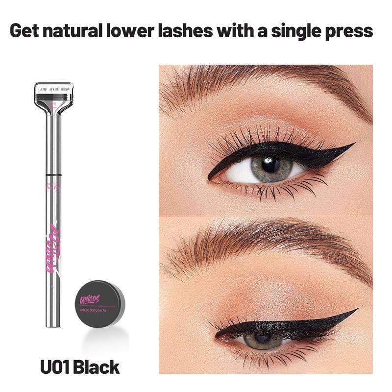 Unicos Lower Eyelash Stamp, 2-in-1 Eyeliner with Lash Stamp, Waterproof & Smudge-Proof Ink, Natural Look for Beginners Makeup Cosmetic Lipliner