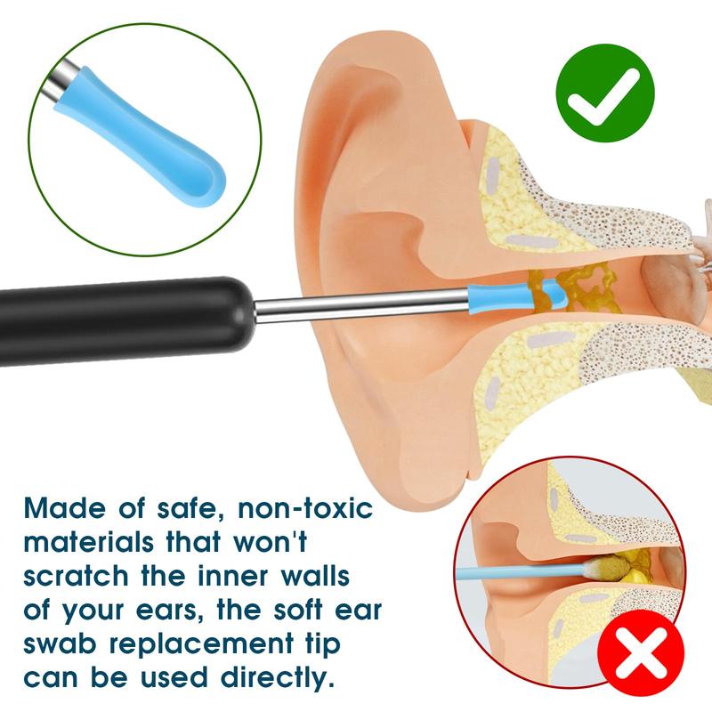 30 Pcs Ear Wax Removal Replacement Tips Replacement Tips Ear for Wet Dry Ear Wax Cleaning Ear Spoons Accessories Set for Adults Ear Wax Removal Endoscope