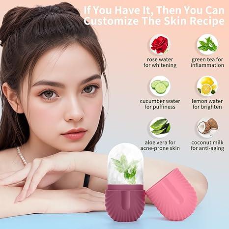 Face ice roller, silicone ice roller, face and eye cube ice roller, eliminate eye bags, reduce migraines, reusable massage silicone ice mold, shrink pores, anti-wrinkle reduce puffiness, improve skin, send a special gift for women. Skincare Mint Cleansing