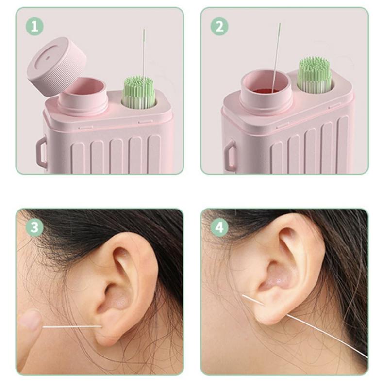 Compact Piercing Cleaner Kit - Rose & Mint Scent - Includes Liquid Solution & 240 Cotton Floss Pieces - Ideal for Ear, Nose, & Body Piercings - Easy-to-Use Cleaning System