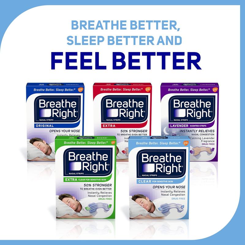 Breathe Right Original Clear Nasal Strips, Nasal Congestion Relief, Sensitive Skin, Clear Large, 30 Count (Pack Of 1)