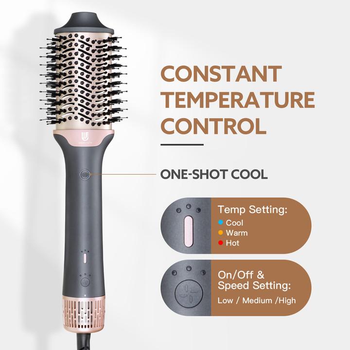 Webeauty High Speed Hair Dryer Brush - Hot Air Brush in One with Oval Ceramic Barrel Professional salon dryer brush featuring millions of negative ions, high-speed brushless motor for fast drying, straightening, curling, and volumizing all hair types